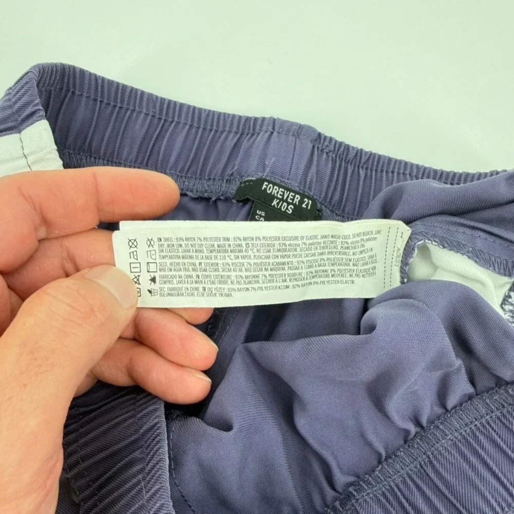 Forever 21 Kids Purple Star Side Stripe Track Pants Size 11/12 Elastic Waist